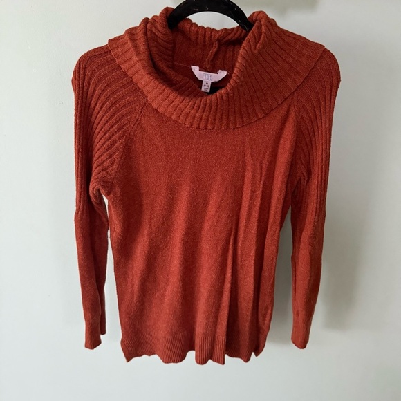 Time And Tru Cowel Neck Tunic Cozy Rust Sweater Size Medium - Picture 1 of 7